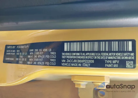 2017 Jeep Renegade Trailhawk 4X4 from USA, damaged, VIN ZACCJBCB6HPE52608